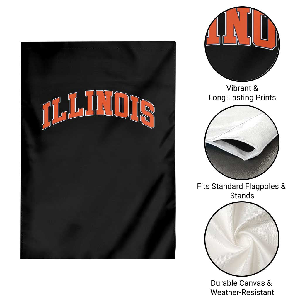 Illinois Sports Fan Garden Flag Vintage Orange Blue Throwback Text IL State TS11 Print Your Wear