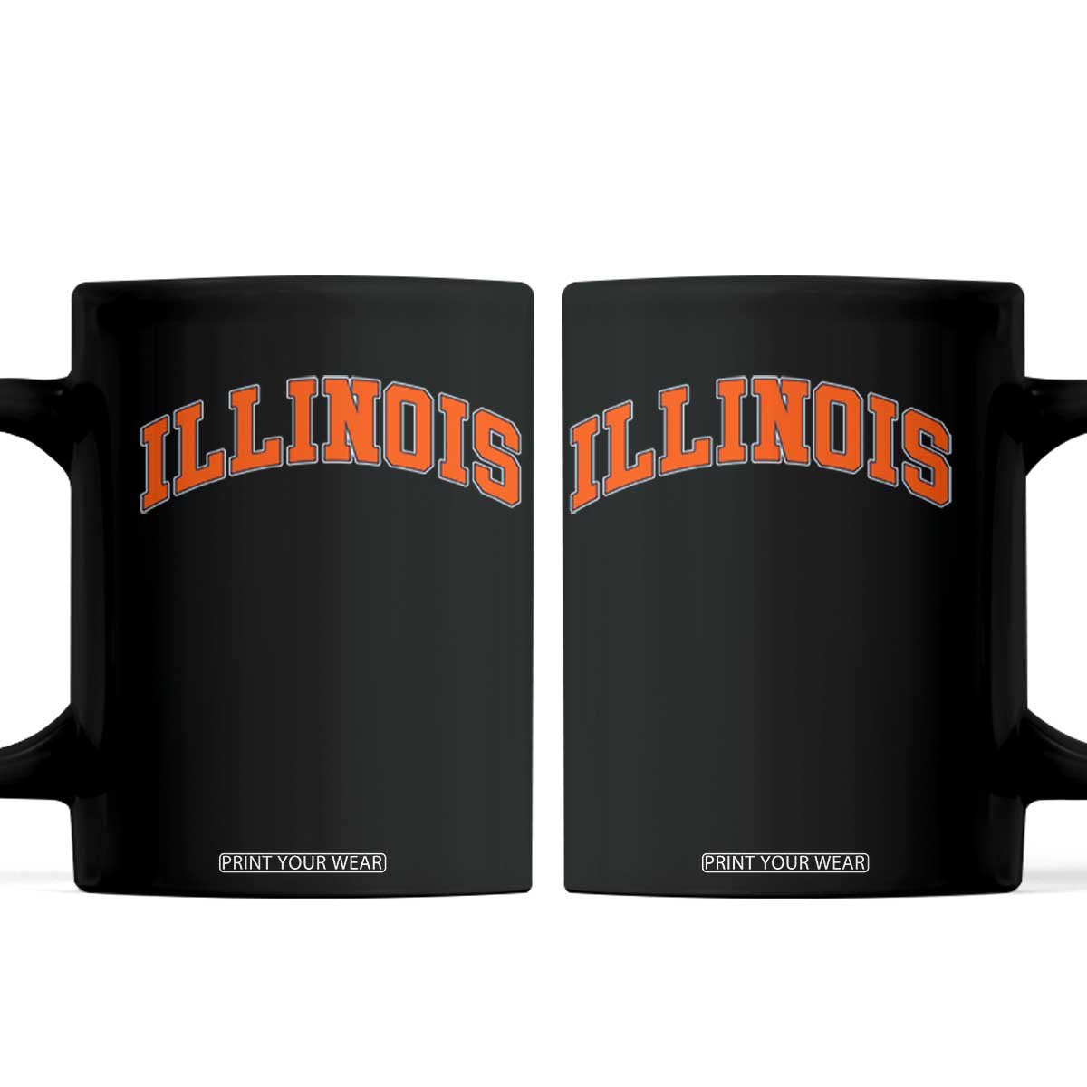 Illinois Sports Fan Coffee Mug Vintage Orange Blue Throwback Text IL State TS11 Black Print Your Wear