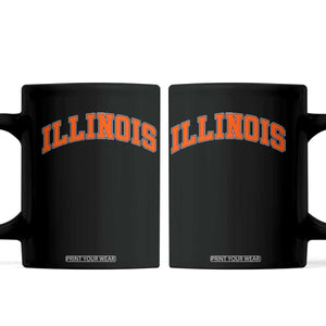 Illinois Sports Fan Coffee Mug Vintage Orange Blue Throwback Text IL State TS11 Black Print Your Wear