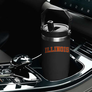 Illinois Sports Fan Flip Straw Tumbler Vintage Orange Blue Throwback Text IL State TS11 Print Your Wear