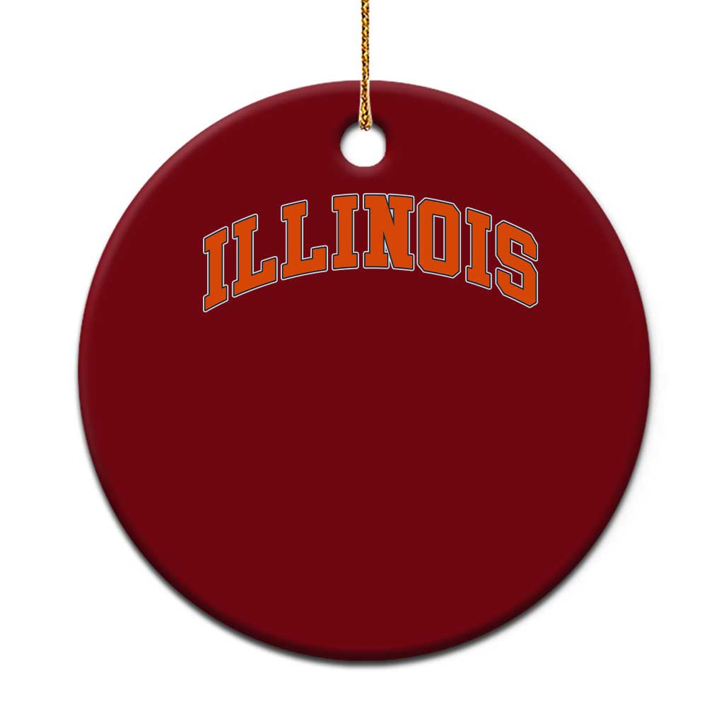 Illinois Sports Fan Ceramic Ornament Vintage Orange Blue Throwback Text IL State TS11 1pc Red Print Your Wear