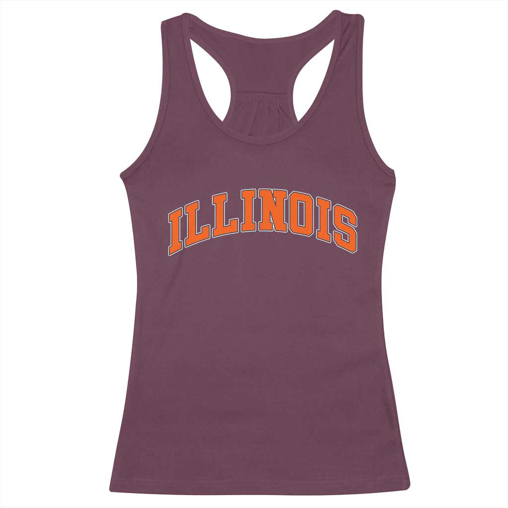 Illinois Sports Fan Racerback Tank Top Vintage Orange Blue Throwback Text IL State TS11 Maroon Print Your Wear