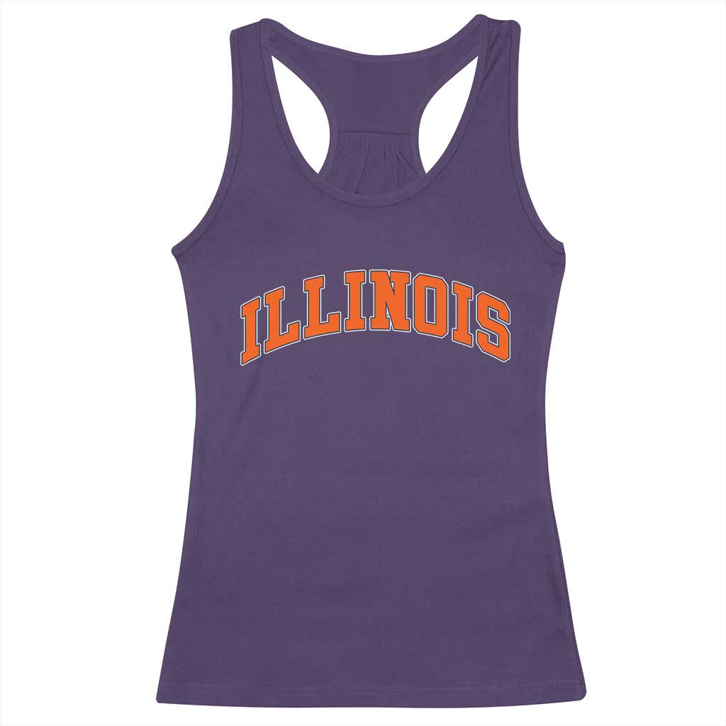 Illinois Sports Fan Racerback Tank Top Vintage Orange Blue Throwback Text IL State TS11 Purple Print Your Wear