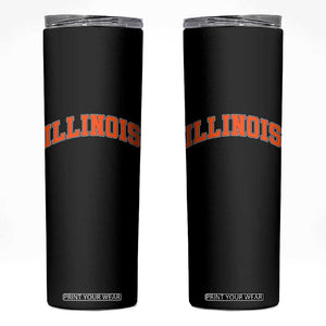 Illinois Sports Fan Skinny Tumbler Vintage Orange Blue Throwback Text IL State TS11 Black Print Your Wear