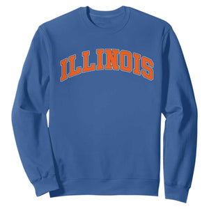 Illinois Sports Fan Sweatshirt Vintage Orange Blue Throwback Text IL State TS11 Royal Blue Print Your Wear