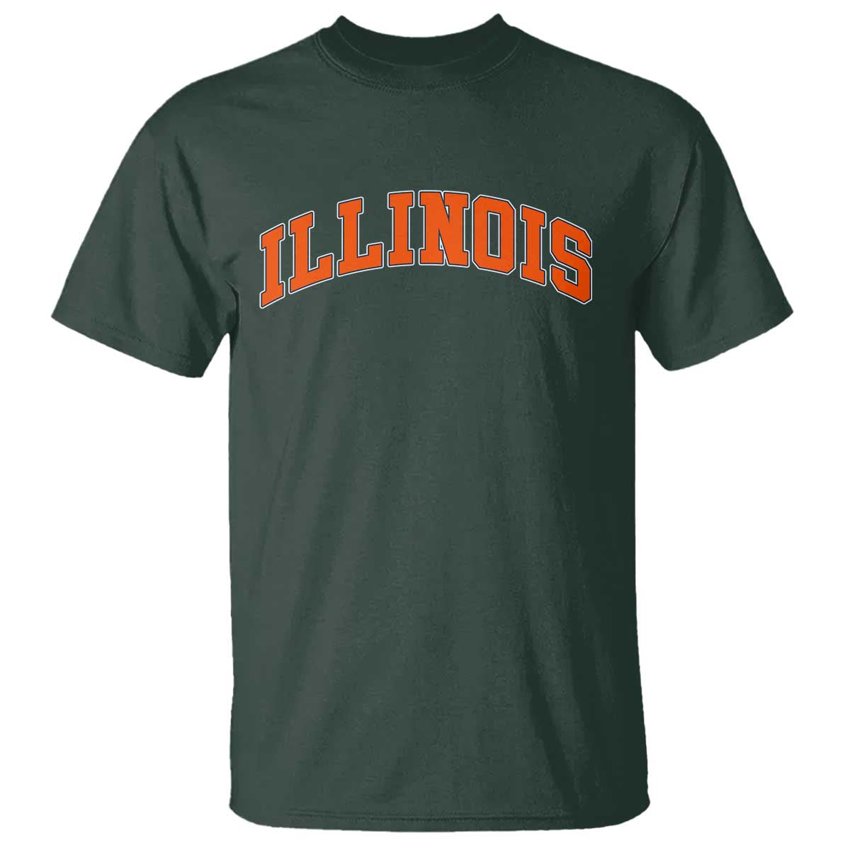 Illinois Sports Fan T Shirt Vintage Orange Blue Throwback Text IL State TS11 Dark Forest Green Print Your Wear