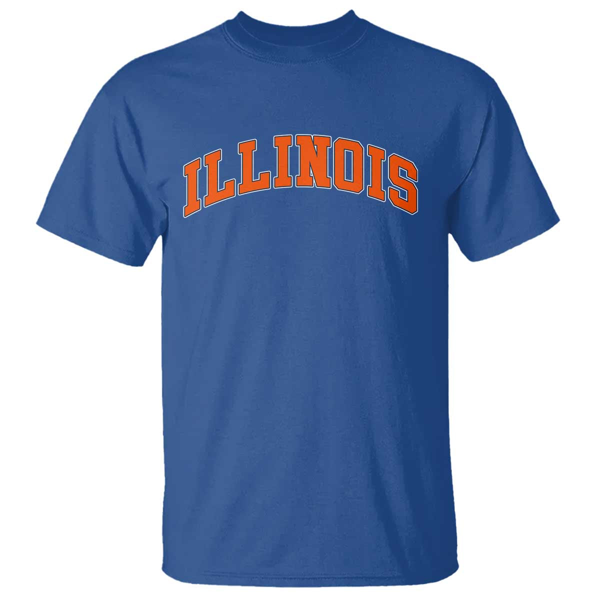 Illinois Sports Fan T Shirt Vintage Orange Blue Throwback Text IL State TS11 Royal Blue Print Your Wear