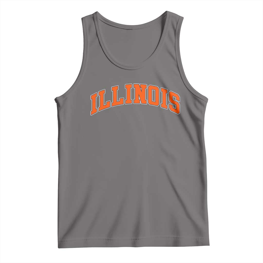 Illinois Sports Fan Tank Top Vintage Orange Blue Throwback Text IL State TS11 Deep Heather Print Your Wear
