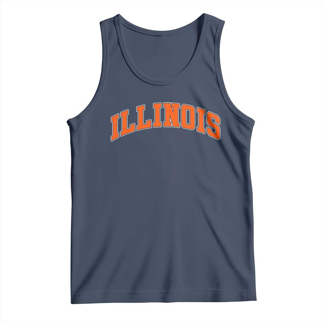 Illinois Sports Fan Tank Top Vintage Orange Blue Throwback Text IL State TS11 Navy Print Your Wear