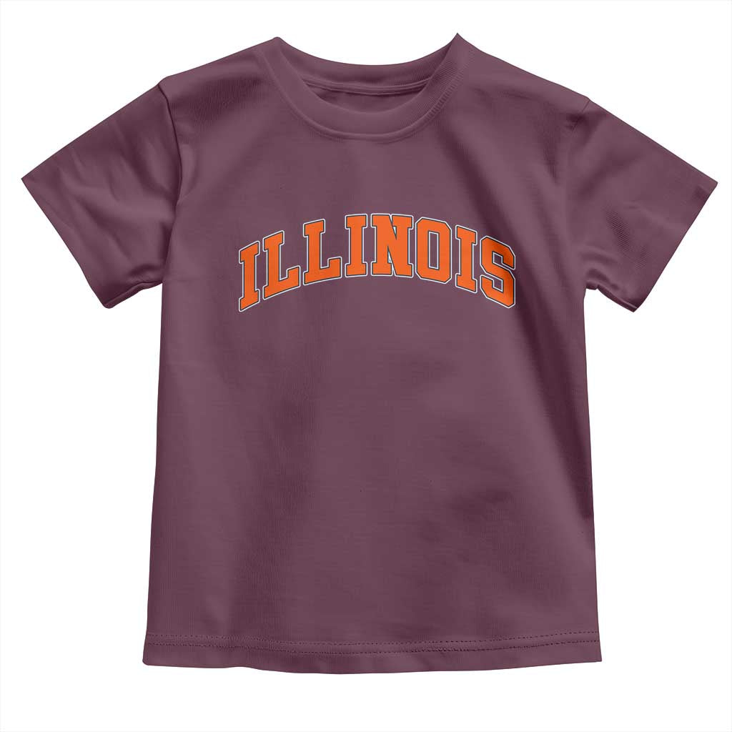 Illinois Sports Fan Toddler T Shirt Vintage Orange Blue Throwback Text IL State TS11 Maroon Print Your Wear