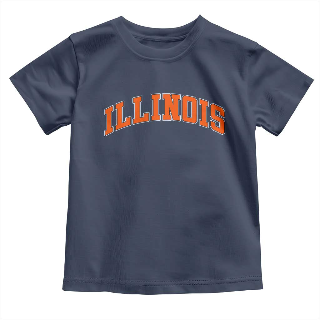 Illinois Sports Fan Toddler T Shirt Vintage Orange Blue Throwback Text IL State TS11 Navy Print Your Wear
