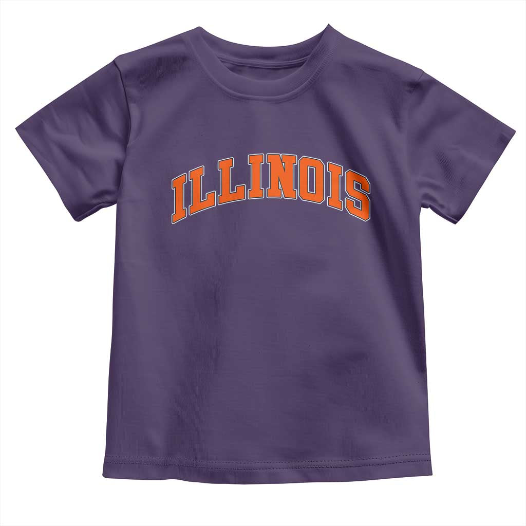 Illinois Sports Fan Toddler T Shirt Vintage Orange Blue Throwback Text IL State TS11 Purple Print Your Wear