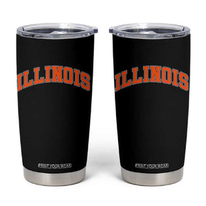 Illinois Sports Fan Tumbler Cup Vintage Orange Blue Throwback Text IL State TS11 Black Print Your Wear