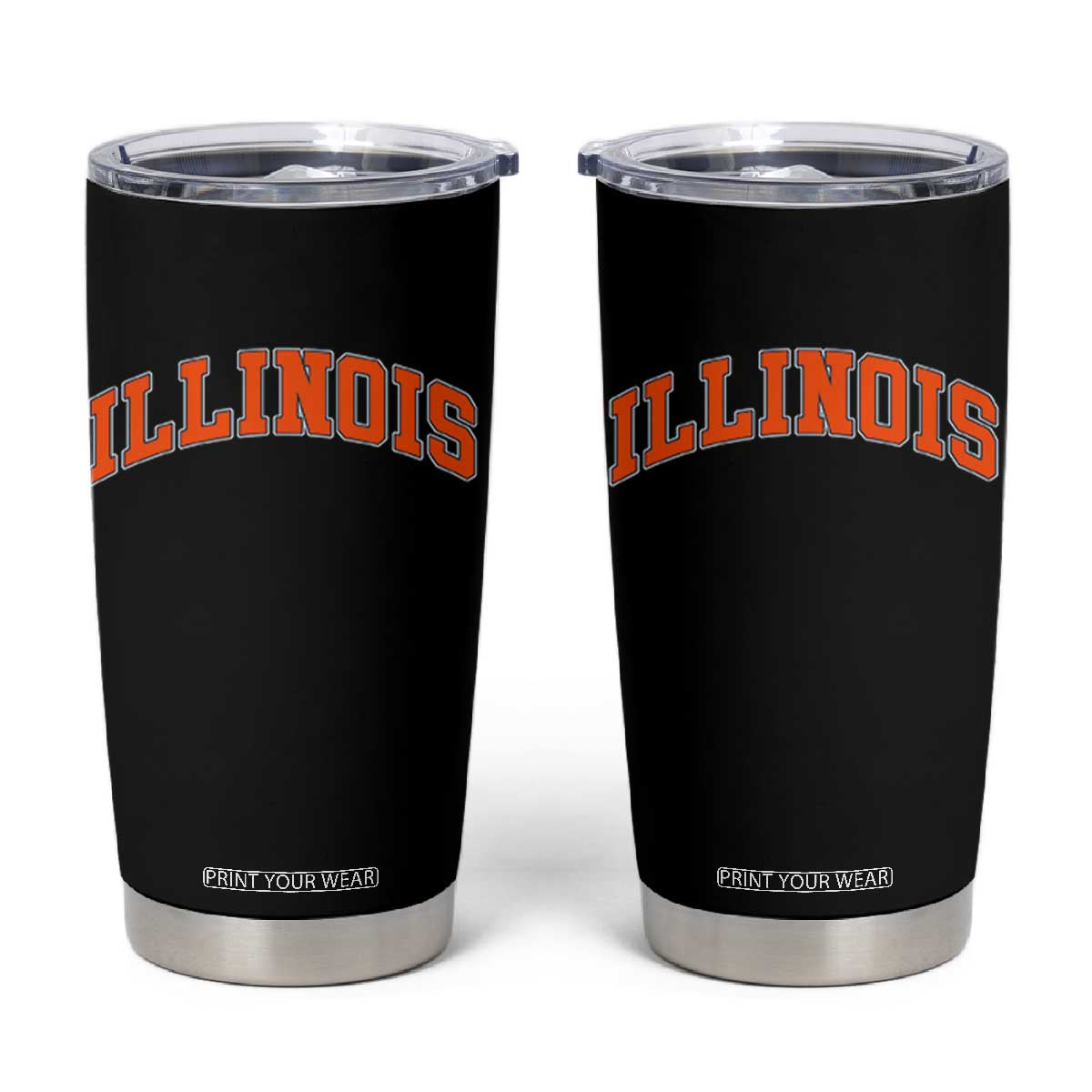 Illinois Sports Fan Tumbler Cup Vintage Orange Blue Throwback Text IL State TS11 Black Print Your Wear