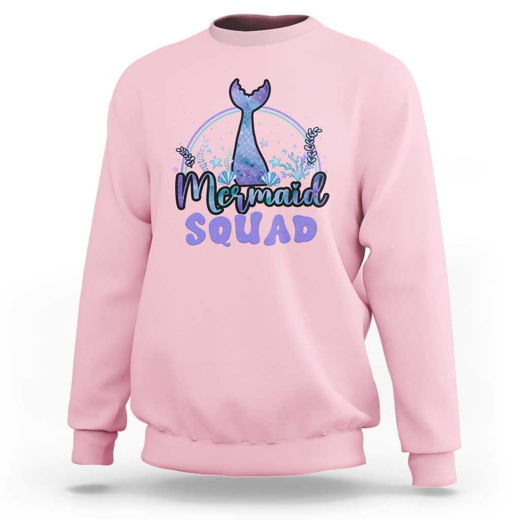 Mermaid Squad Sweatshirt Birthday Party Girl B-Day Ocean TS11 Light Pink Print Your Wear