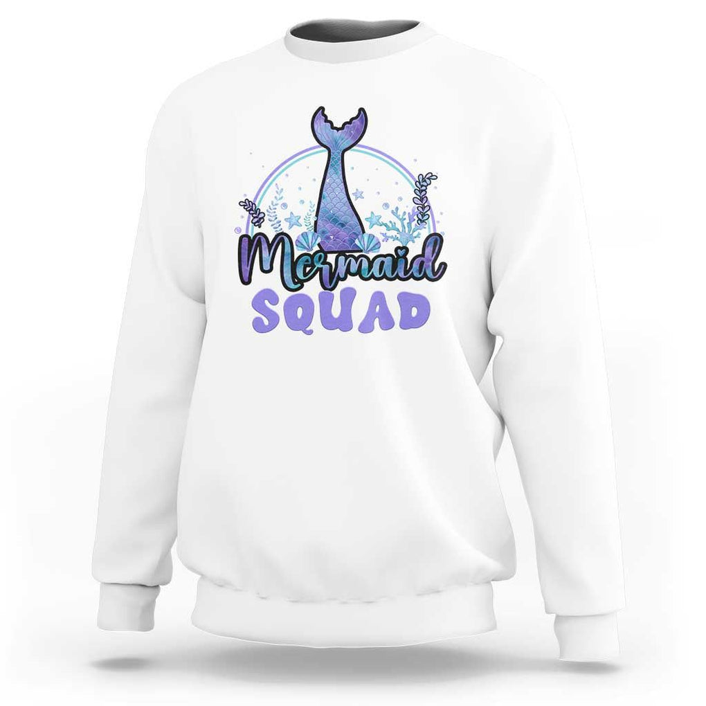 Mermaid Squad Sweatshirt Birthday Party Girl B-Day Ocean TS11 White Print Your Wear