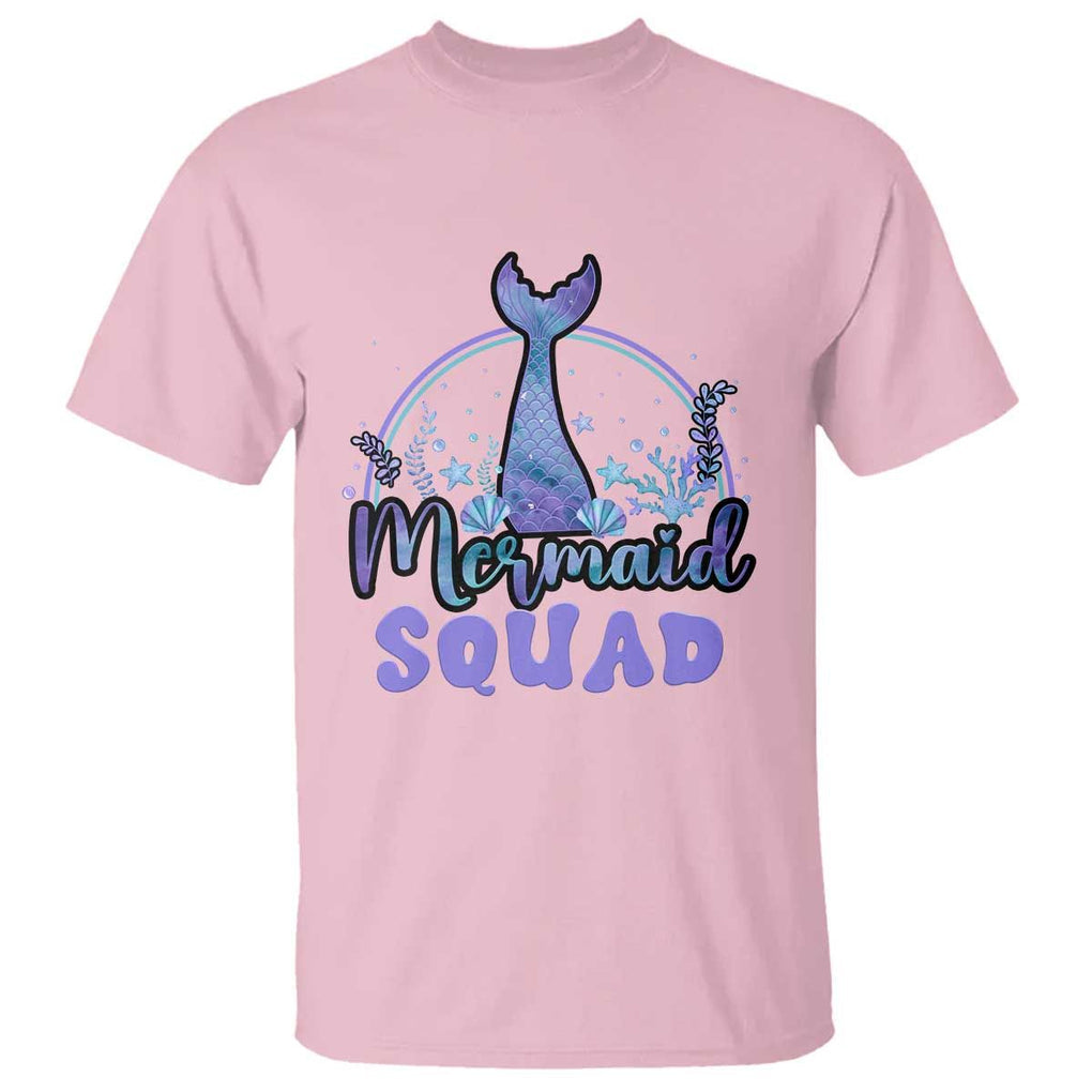 Mermaid Squad T Shirt Birthday Party Girl B-Day Ocean TS11 Light Pink Print Your Wear