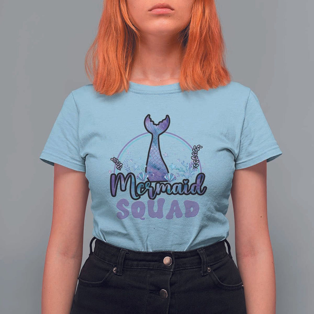 Mermaid Squad T Shirt For Women Birthday Party Girl B-Day Ocean TS11 Light Blue Print Your Wear