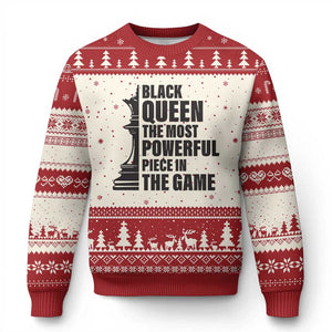 Chess Lover Ugly Christmas Sweater Black Queen The Most Powerful Piece In The Game Checkmate