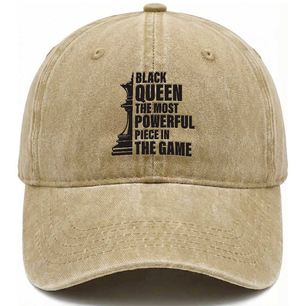 Chess Lover Washed Cotton Baseball Cap Black Queen The Most Powerful Piece In The Game Checkmate