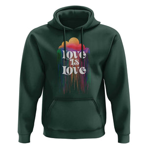 LGBTQ Hoodie Love Is Love Pride Rainbow Cloud Rain Flag TS11 Dark Forest Green Print Your Wear