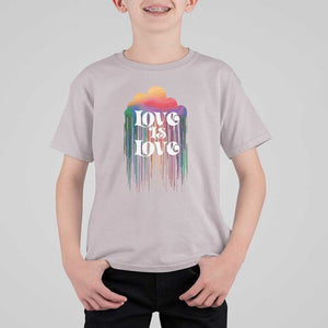LGBTQ T Shirt For Kid Love Is Love Pride Rainbow Cloud Rain Flag TS11 Ice Gray Print Your Wear