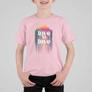 LGBTQ T Shirt For Kid Love Is Love Pride Rainbow Cloud Rain Flag TS11 Light Pink Print Your Wear