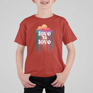 LGBTQ T Shirt For Kid Love Is Love Pride Rainbow Cloud Rain Flag TS11 Red Print Your Wear