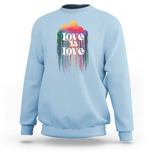 LGBTQ Sweatshirt Love Is Love Pride Rainbow Cloud Rain Flag TS11 Light Blue Print Your Wear