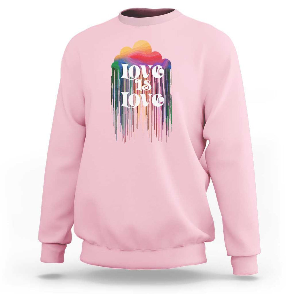 LGBTQ Sweatshirt Love Is Love Pride Rainbow Cloud Rain Flag TS11 Light Pink Print Your Wear