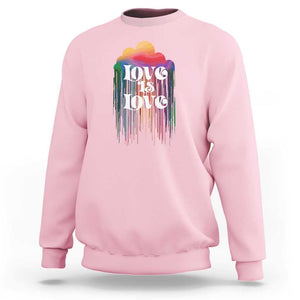 LGBTQ Sweatshirt Love Is Love Pride Rainbow Cloud Rain Flag TS11 Light Pink Print Your Wear