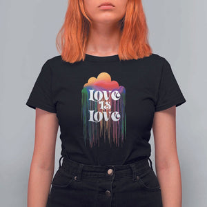 LGBTQ T Shirt For Women Love Is Love Pride Rainbow Cloud Rain Flag TS11 Black Print Your Wear
