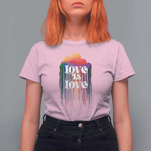LGBTQ T Shirt For Women Love Is Love Pride Rainbow Cloud Rain Flag TS11 Light Pink Print Your Wear