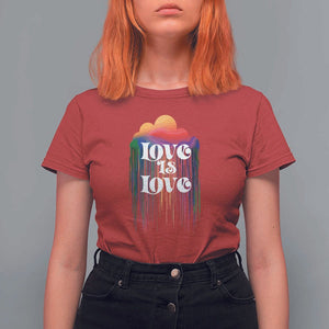 LGBTQ T Shirt For Women Love Is Love Pride Rainbow Cloud Rain Flag TS11 Red Print Your Wear