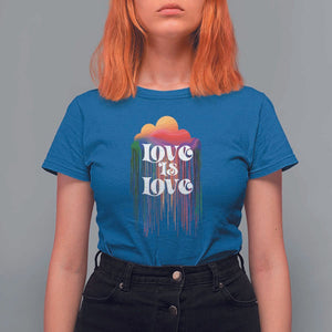 LGBTQ T Shirt For Women Love Is Love Pride Rainbow Cloud Rain Flag TS11 Royal Blue Print Your Wear
