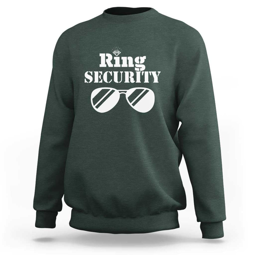 Funny Ring Security Sweatshirt Wedding Bearer Boy Vintage Sunglasses TS11 Dark Forest Green Print Your Wear