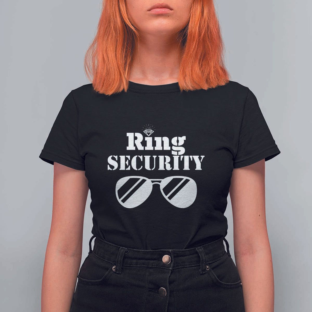 Funny Ring Security T Shirt For Women Wedding Bearer Boy Vintage Sunglasses TS11 Black Print Your Wear