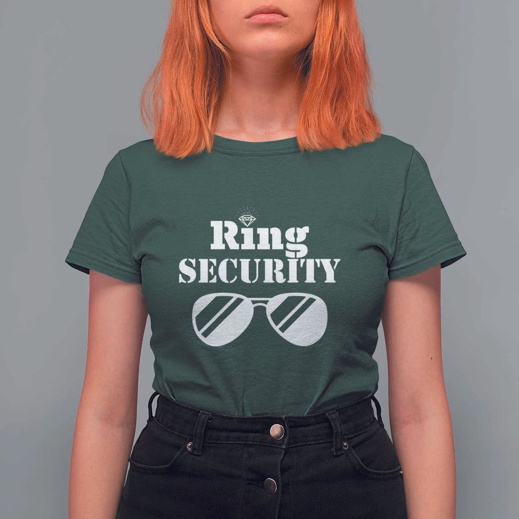 Funny Ring Security T Shirt For Women Wedding Bearer Boy Vintage Sunglasses TS11 Dark Forest Green Print Your Wear