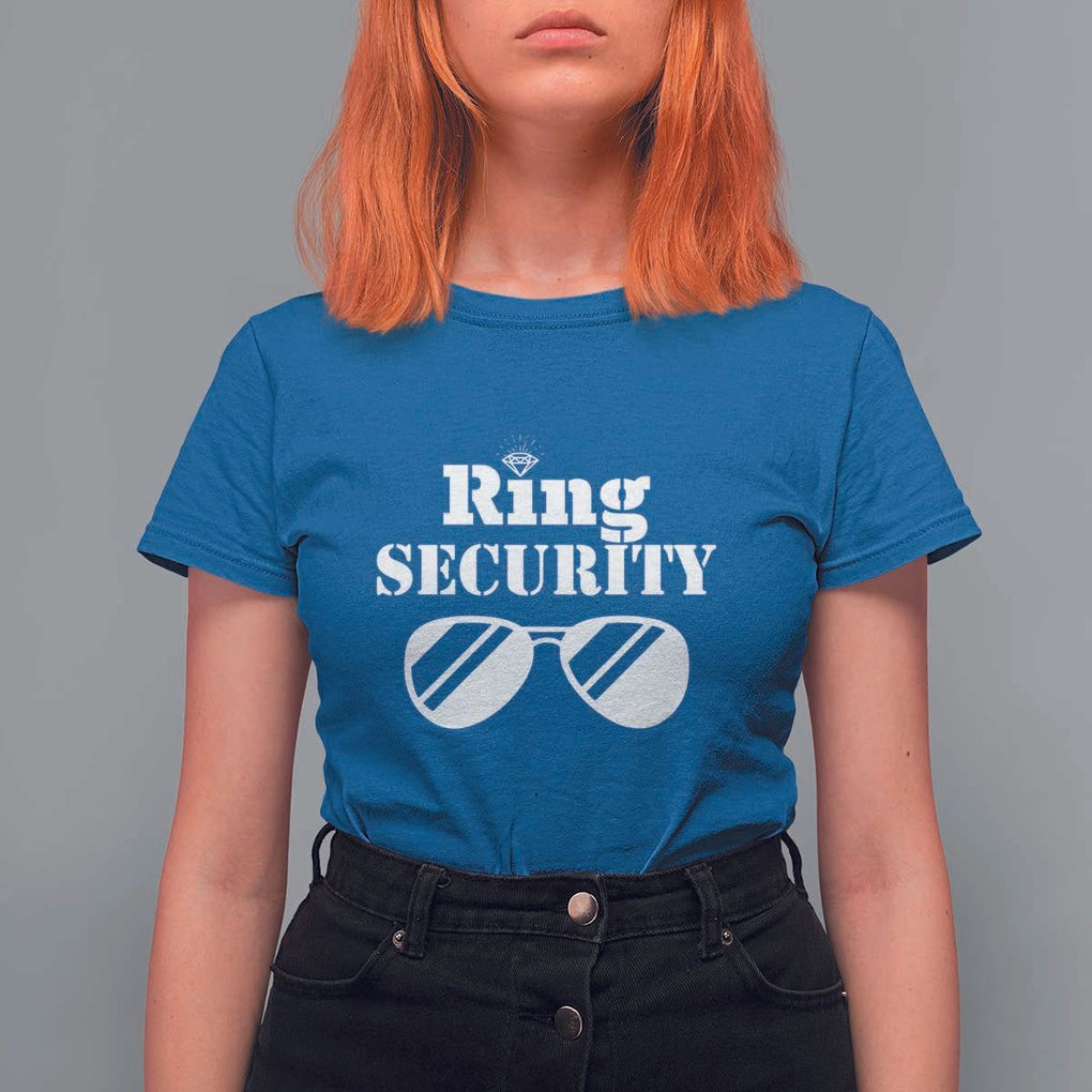 Funny Ring Security T Shirt For Women Wedding Bearer Boy Vintage Sunglasses TS11 Royal Blue Print Your Wear