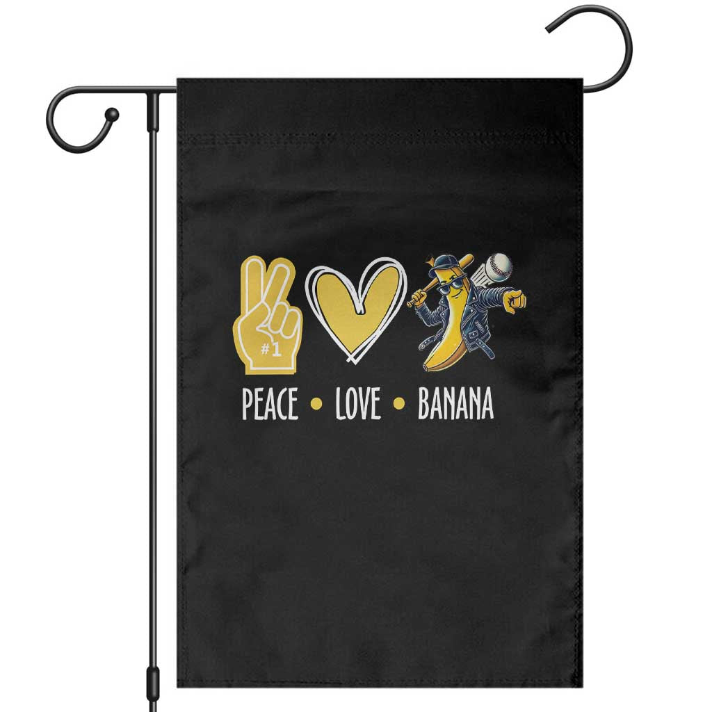 Funny Peace Love Banana Garden Flag Cute Banana Peace Sign Heart TS11 Black Print Your Wear