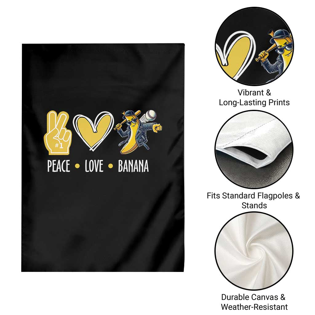 Funny Peace Love Banana Garden Flag Cute Banana Peace Sign Heart TS11 Print Your Wear
