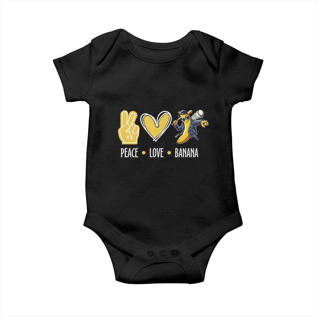 Funny Peace Love Banana Baby Onesie Cute Banana Peace Sign Heart TS11 Black Print Your Wear