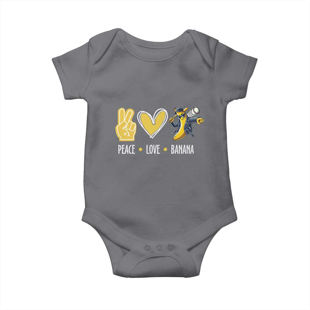 Funny Peace Love Banana Baby Onesie Cute Banana Peace Sign Heart TS11 Charcoal Print Your Wear