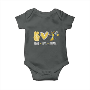 Funny Peace Love Banana Baby Onesie Cute Banana Peace Sign Heart TS11 Dark Heather Print Your Wear