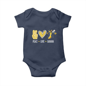 Funny Peace Love Banana Baby Onesie Cute Banana Peace Sign Heart TS11 Navy Print Your Wear