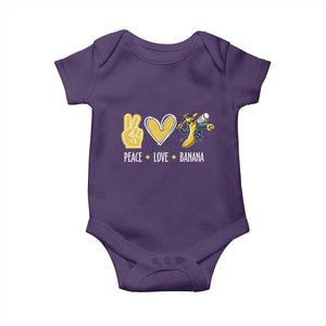 Funny Peace Love Banana Baby Onesie Cute Banana Peace Sign Heart TS11 Purple Print Your Wear