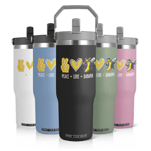 Funny Peace Love Banana Flip Straw Tumbler Cute Banana Peace Sign Heart TS11 Print Your Wear