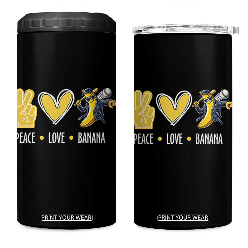 Funny Peace Love Banana 4 in 1 Can Cooler Tumbler Cute Banana Peace Sign Heart TS11 One Size: 16 oz Black Print Your Wear