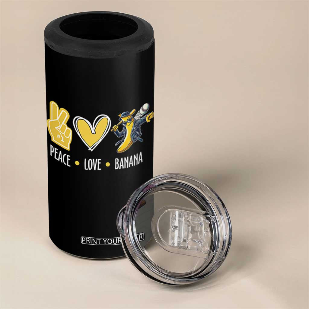 Funny Peace Love Banana 4 in 1 Can Cooler Tumbler Cute Banana Peace Sign Heart TS11 Print Your Wear