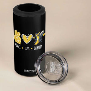 Funny Peace Love Banana 4 in 1 Can Cooler Tumbler Cute Banana Peace Sign Heart TS11 Print Your Wear